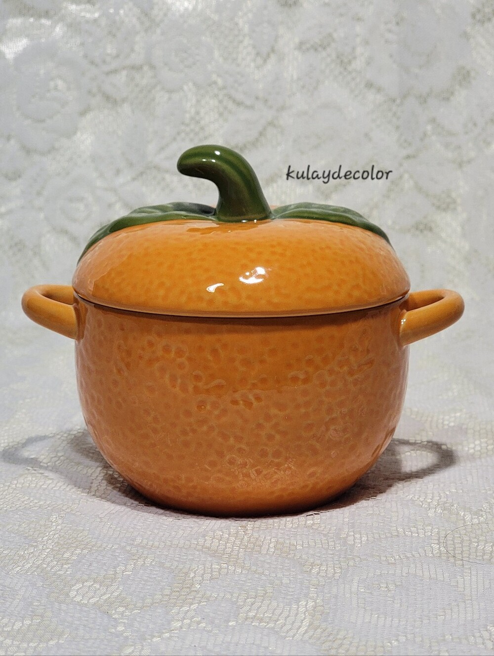 Crofton Orange Fruit Ceramic Baker Canister Jar with Lid Kitchen Decor Soup Bowl
